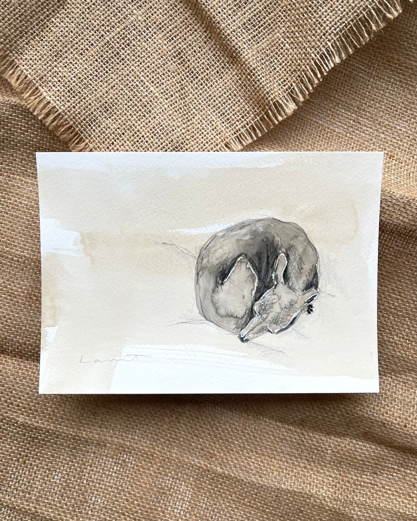 'Snuggled' Italian Greyhound Illustration