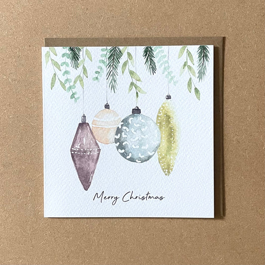 Merry Christmas Baubles Card