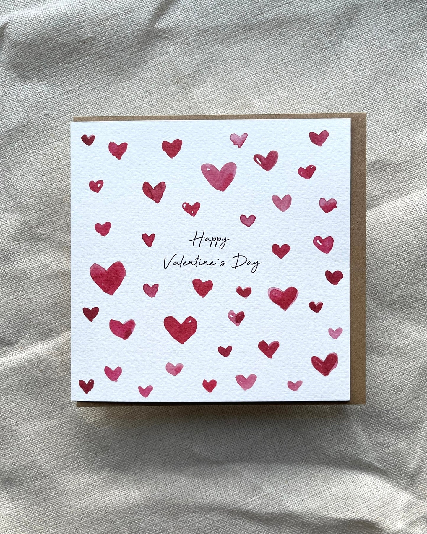 'Watercolour Hearts' Valentine's Day Card