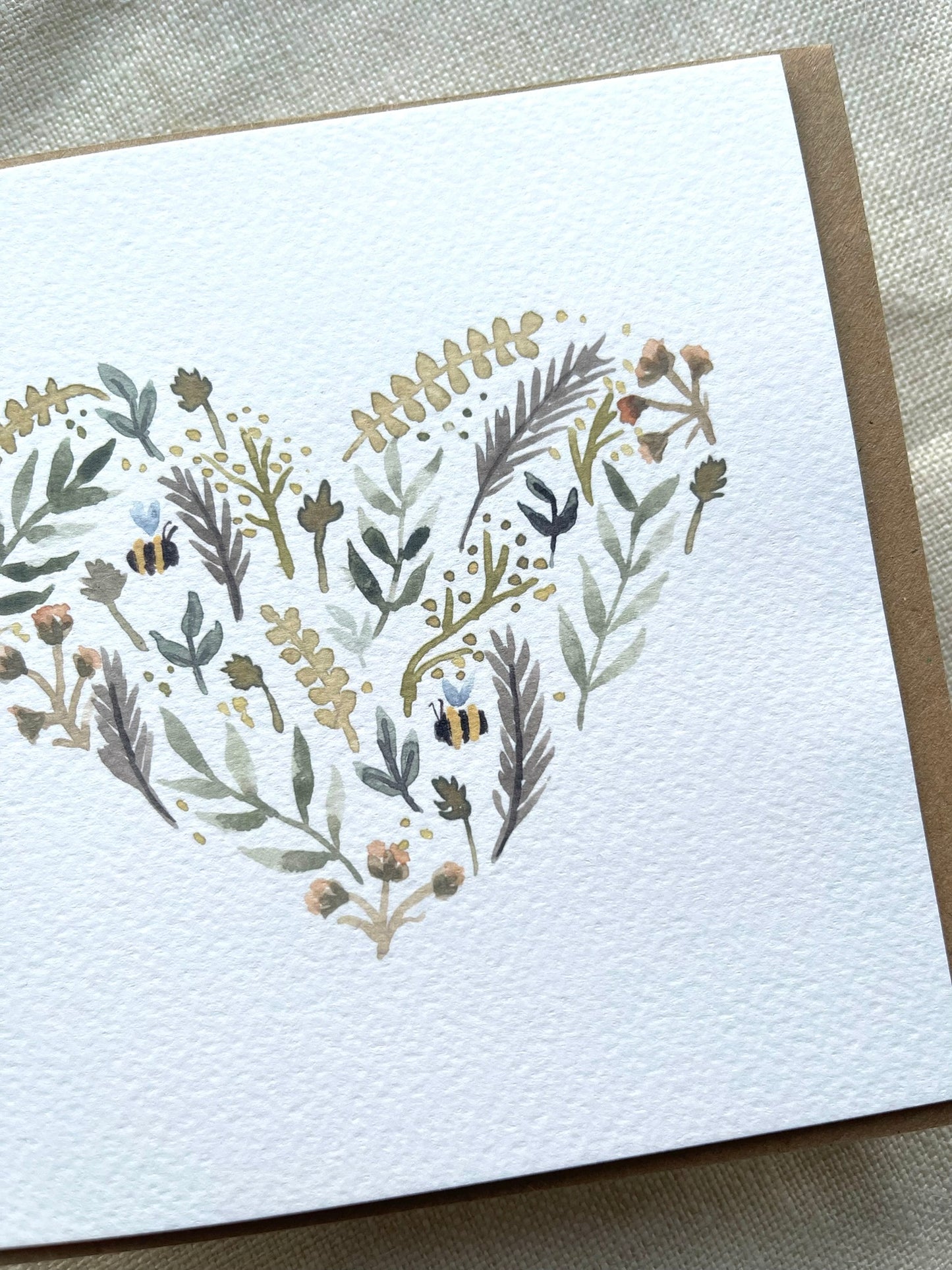 'Botanical Heart and Bees' Greeting Card